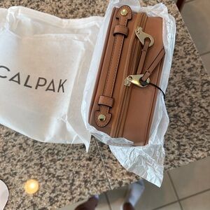 Calpak  Cosmetic Bag with Gold Accents, Color:Camel